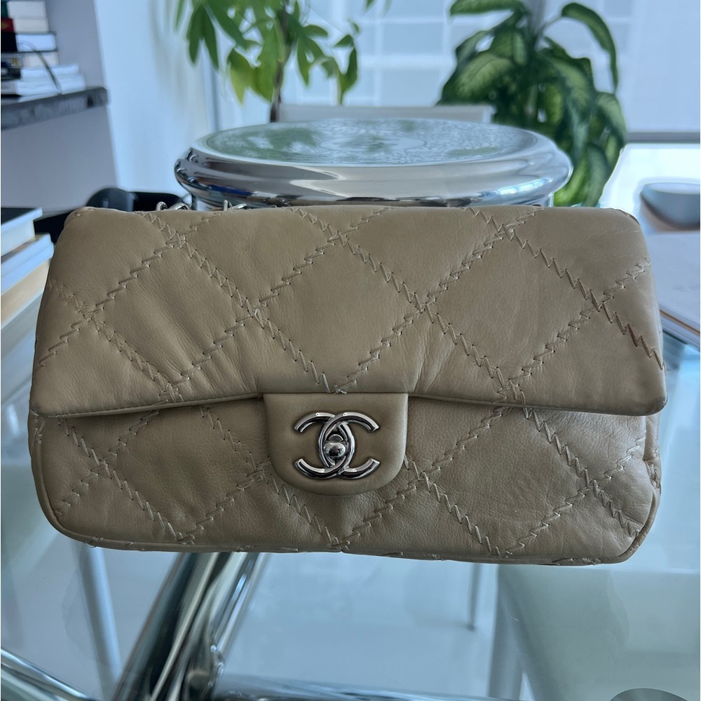 Authentic Chanel Gold Calfskin Ultimate Stitch Flap Silver Hardware, 2012